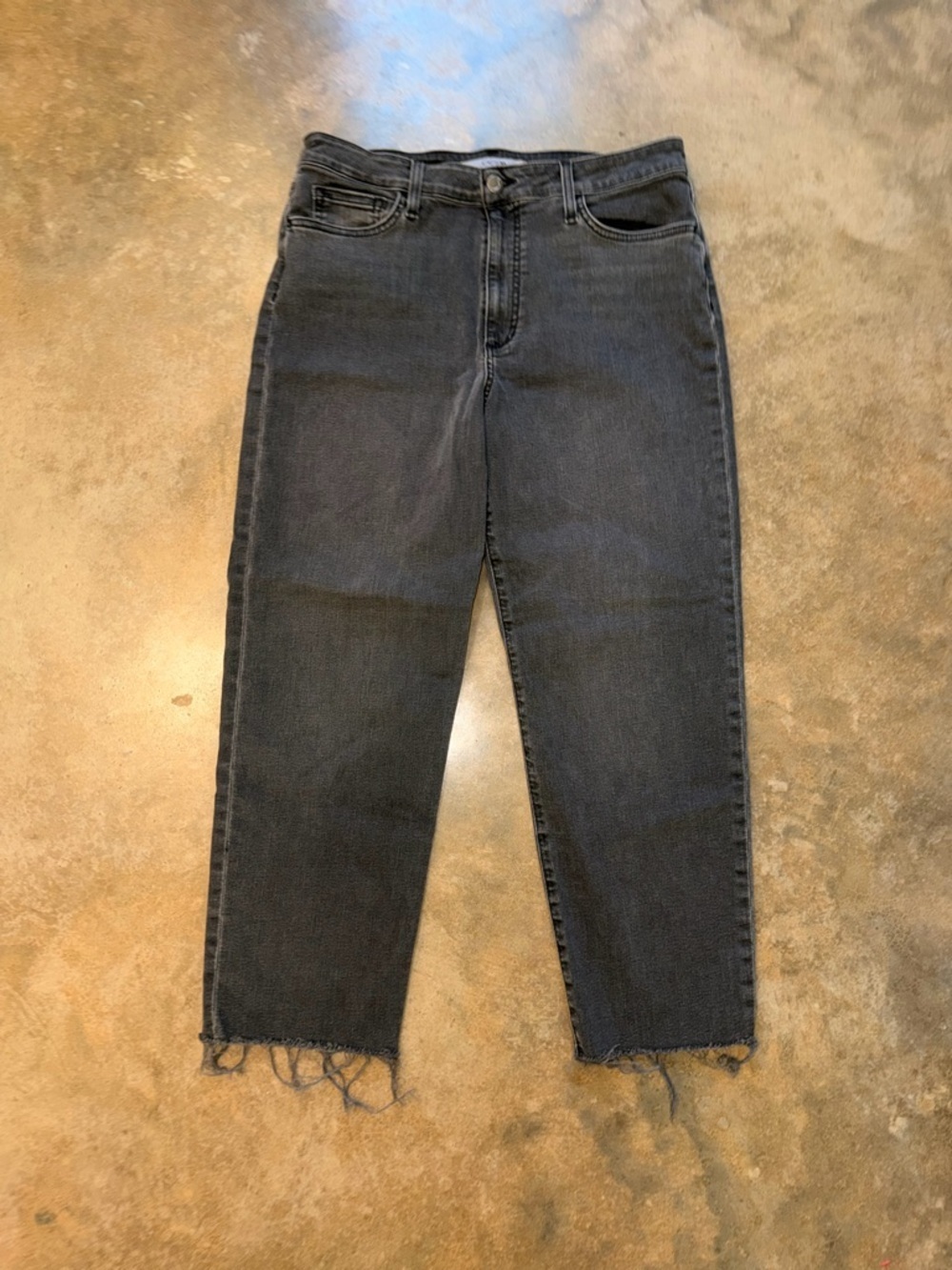 Joe’s Jeans Ginara High Rise Straight Leg Raw Hem Black Jeans Size 31